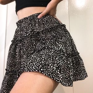 Black and white patterned skater skirt